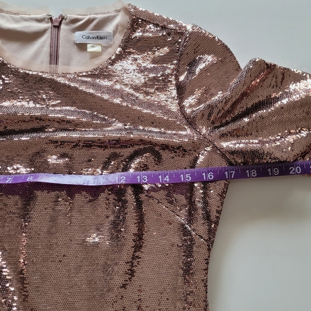 Calvin klein metallic rose gold sequin formal midi dress - Picture 5 of 15